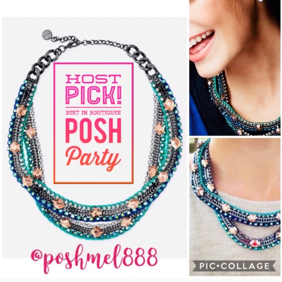 Stella & Dot | Retired🦚🌸💙Rose Gold + Hematite Mercury Statement Necklace - Picture 4 of 9